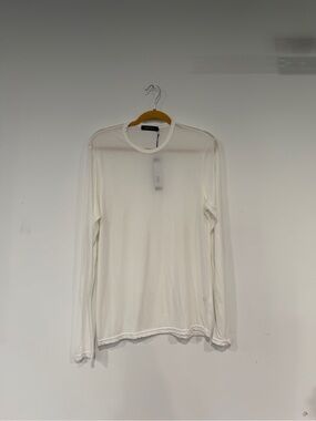 Michael Stars Bamboo Jersey Men's Long-Sleeve Crew Tee - White